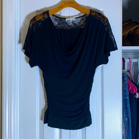 Waist cinching lace stretch top - Picture 1 of 3